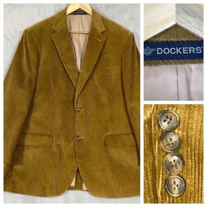 Dockers Corduroy Sport Coat Mens 44R Tan Two Button Jacket Blazer Lined Career